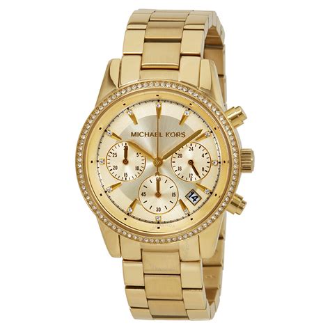 michael kors watch gold diamonds|michael kors chronograph gold.